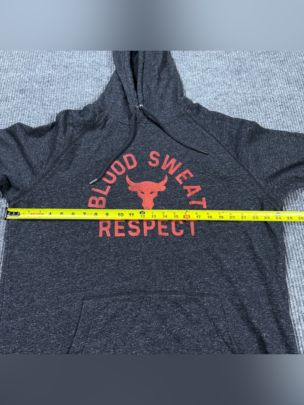 Under Armour Project Rock Hoodie Mens 2XL Gray Short Sleeve Sweatshirt 1326409 - Picture 8 of 9